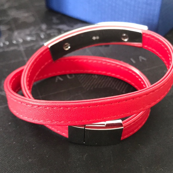 Swarovski Crystal Vio RED Leather Wrap Bracelet - Picture 5 of 5